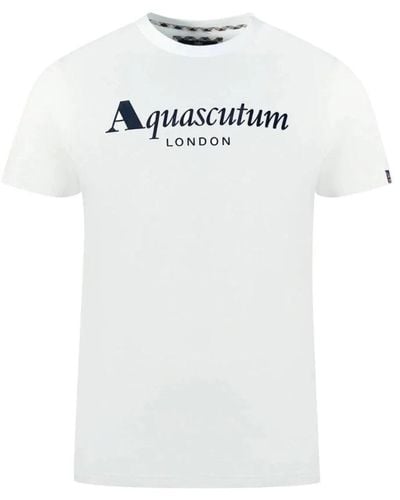 Aquascutum Baumwoll-t-shirt mit union jack flagge - Weiß