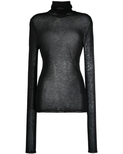Wild Cashmere Long Sleeve Tops - Black