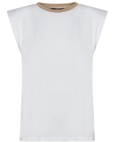 Seventy T-shirt con cuello de lúrex - Blanco
