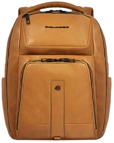 Piquadro Leder laptop rucksack - Braun