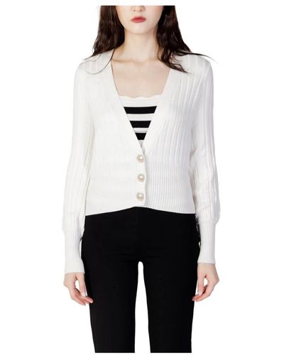 Guess Cardigan bianco con scollo a v profondo