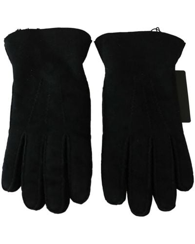 Dolce & Gabbana Leather Motorcycle Biker Mitten Gloves - Black