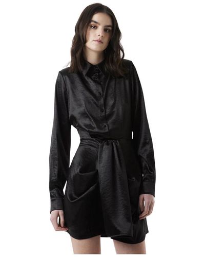 Silvian Heach Vestido chemisier de satén - Negro