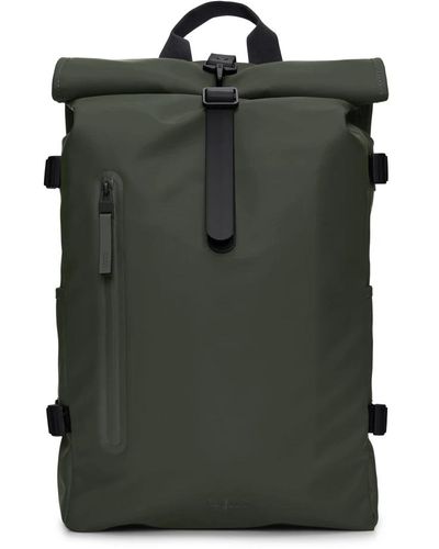 Rains Rolltop rucksack mit snap-kompression - Grün