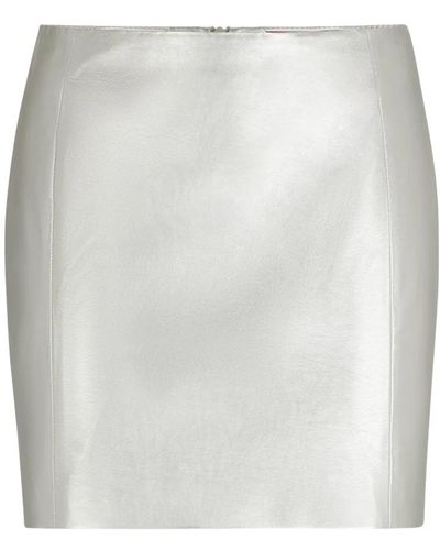 BOSS Falda mini metálica con cremallera logo - Blanco