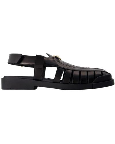 Versace Schwarze leder quadratische offene sandalen