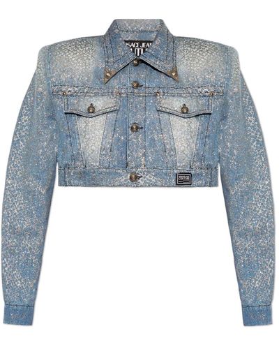 Versace Gekürzte jeansjacke - Blau