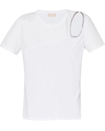 Liu Jo Lässiges baumwoll-t-shirt in verschiedenen farben - Weiß