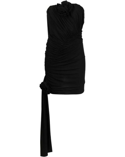 Magda Butrym Floral-appliqué Draped Dress - Black
