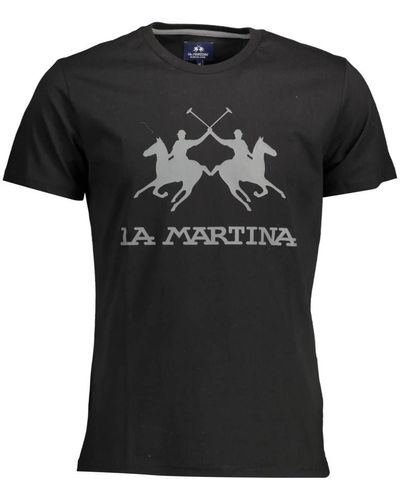 La Martina Magliette in cotone nera con stampa - Nero