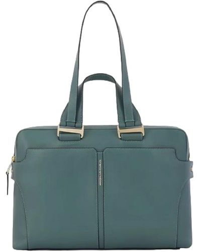 Piquadro Grüne handtasche mit ipad 12,9 - Blau