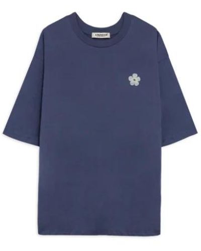 A PAPER KID Blaues blumen logo t-shirt