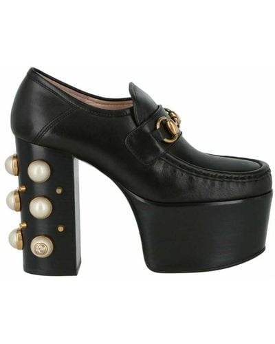 Gucci Embellished Leather Platform Loafers - Schwarz