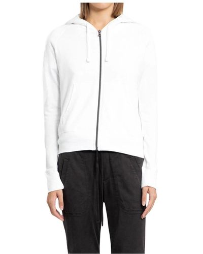 James Perse Vintage zip up hoodie leichtgewicht baumwolle,sweatshirts - Weiß