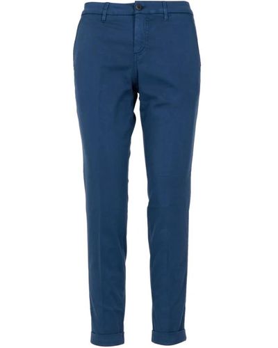 Fay Pantalones azules de algodón corte regular bolsillos