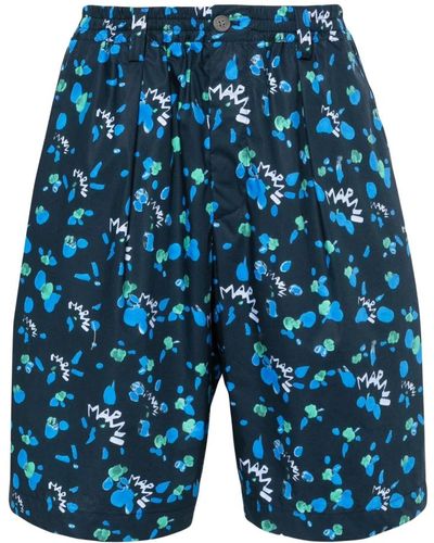 Marni Abstract-print deck shorts - Blau