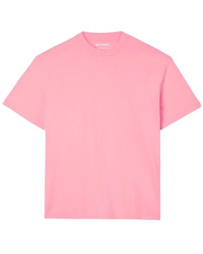Sunnei Rosa baumwoll-t-shirt mit bügellogo - Pink