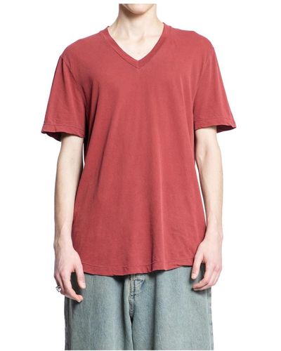 James Perse Supima cotton v-neck tee,t-shirts,blau baumwoll v-ausschnitt jersey t-shirt - Rot