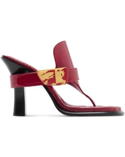 Burberry Heeled Mules - Red
