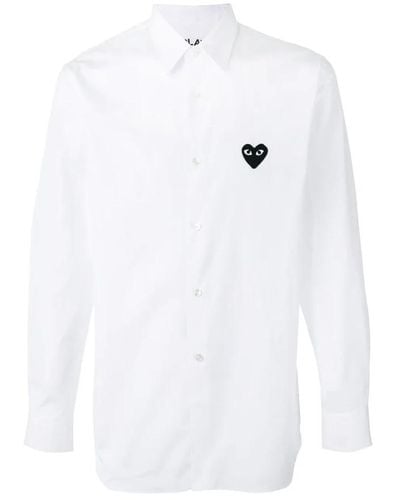 COMME DES GARÇONS PLAY Camicia nera con cuore ricamato - Bianco