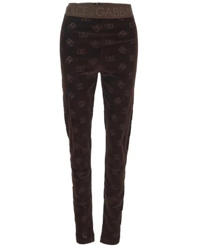 Dolce & Gabbana Velvet monogram leggings - Negro