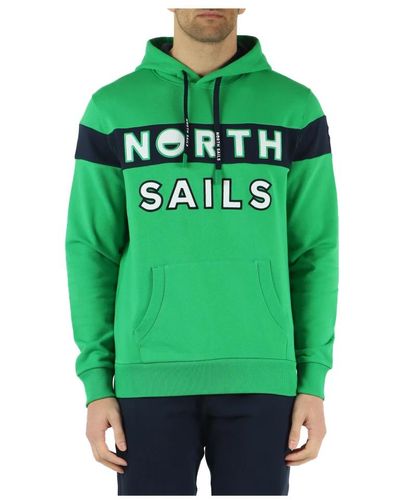 North Sails Felpa con cappuccio in cotone garzato - Verde