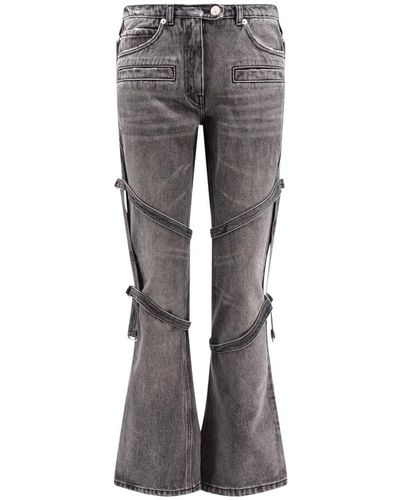 Courreges Pantaloni grigi in cotone con dettaglio multi-strap - Grigio