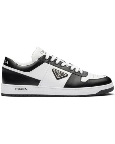 Prada Weiße sneakers zweifarbiges logo-patch - Schwarz