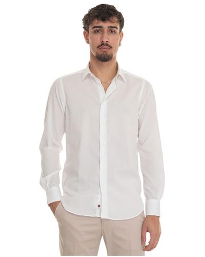 Carrel Dress shirt,einfarbiges baumwollhemd mit passender clutch - Weiß