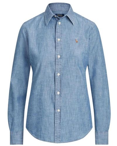 Ralph Lauren Georgia chambray hemd mit besticktem logo - Blau