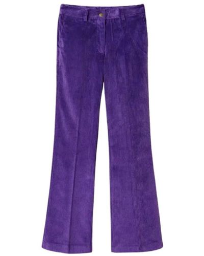Twin Set Pantaloni in velluto lavanda scuro - Viola