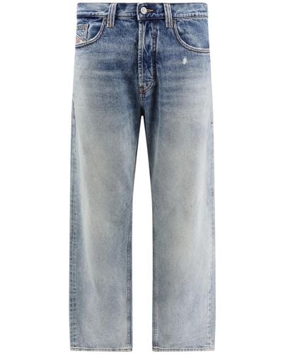 DIESEL Blaue loose fit jeans mit metallknöpfen
