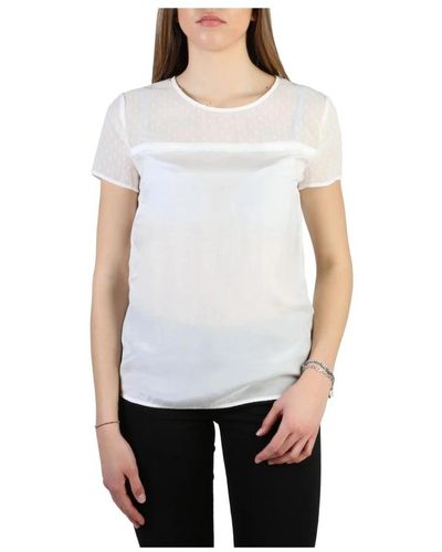 Armani Damen T-Shirt aus Seidenmischung - Weiß