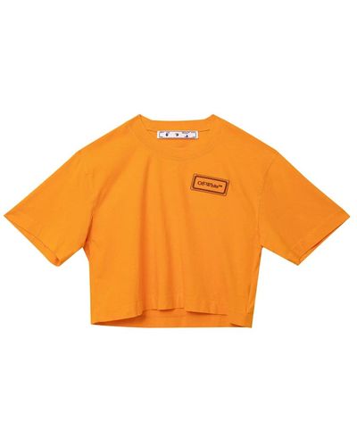 Off-White c/o Virgil Abloh T-shirt cropped arancione off-white