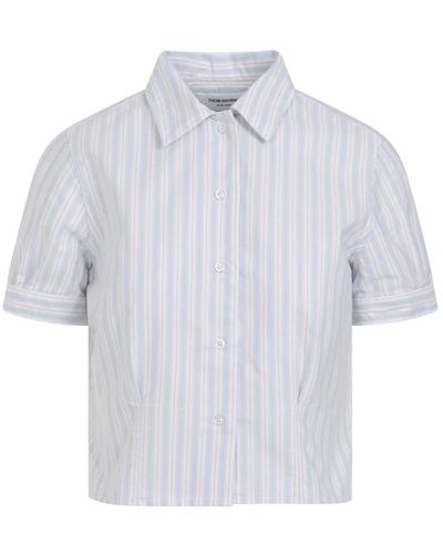 Thom Browne Short sleeves tucked blouse - Blu
