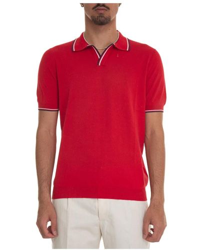 Gran Sasso Maglia polo in jersey con profili a contrasto - Rosso