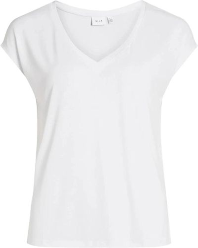Vila Camiseta blanca de con cuello en v - Blanco