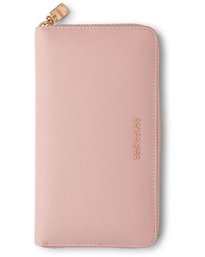 Borbonese Große leder reißverschluss brieftasche - Pink