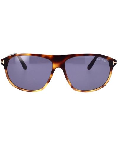 Tom Ford Klassische quadratische sonnenbrille in havana blau - Lila