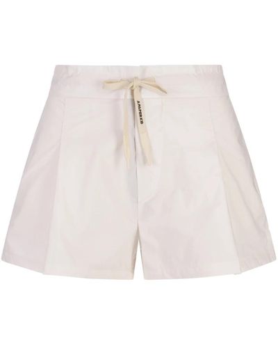 A PAPER KID Weiße baumwoll-popeline-shorts mit elastischem bund