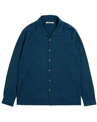 Kestin Camicia blu marino con colletto aperto