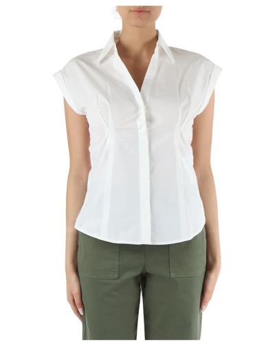 Pennyblack Camisa de algodón de manga corta con cuello en v - Blanco