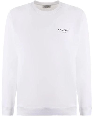 Dondup Weißer crewneck sweater mit logo-druck