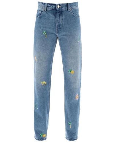Casablancabrand Bestickte straight jeans - Blau