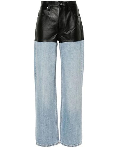 Alexander Wang Jeans de mezclilla azul/negro con panel de cuero
