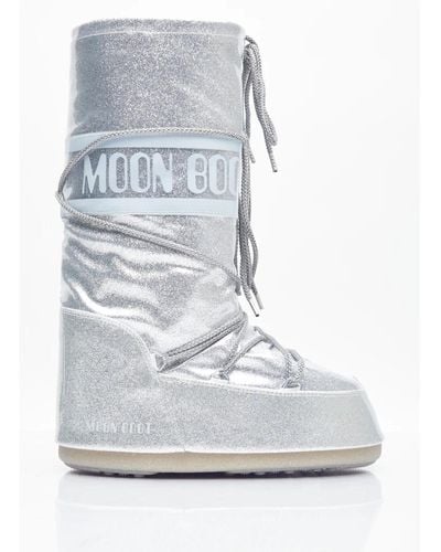 Moon Boot Glitzer logo stiefel - Grau