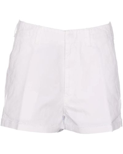 Dondup Shorts bianchi jaele con chiusura a bottone e zip - Bianco
