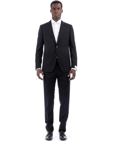 Caruso Single Breasted Suits - Black