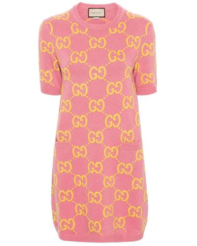 Gucci Kleid mit gg-muster - Pink
