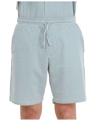 SELECTED Bicolor seersucker casual shorts - Blau
